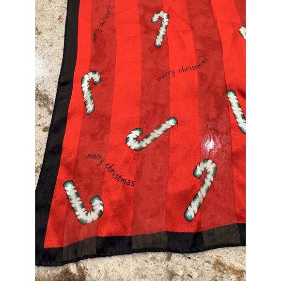 Elaine Gold Silk Red Scarf Christmas Collection XIIX Hand Rolled Edge 21” Square - Picture 5 of 7